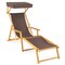 Adjustable Canopy Birch Wood Foldable Beach Chaise Lounge Chair - 67" L x 24.5" W x 48.5"-55" H